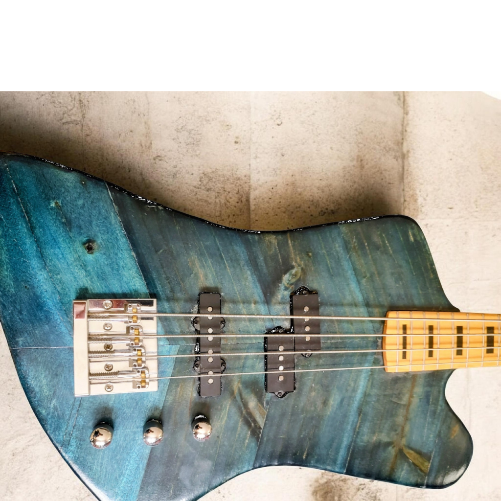 blue bass guitar